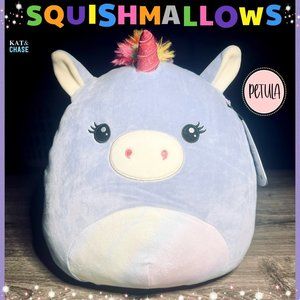 2021 Squishmallows Petula 12" Rainbow Mane Unicorn - Rare NWT Blue Purple Horn